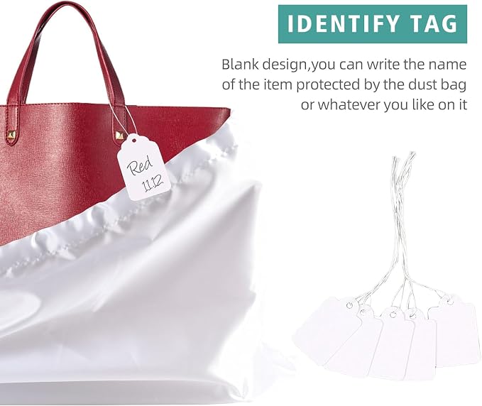 6 Pack Dust Bags for Handbags, Shoe Dust Bags for Purses, Silk Cotton Purse Cover Storage Bag(White, L-23.6 × 19.6 in)