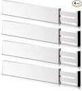 4 Pack Bamboo Drawer Dividers 2.6" High, Adjustable Length from 12 Inch to 17 Inch, Expandable Kitchen Drawer Organizer Separators for Clothes, Kitchen, Bedroom, Dresser, Office (White)