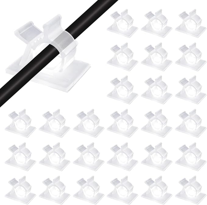 Viaky Self Adhesive Cable Clips, Wire Organize Cables Wire Management Clamps Outdoors Tie Holder Work for Cable Width 0.4''-Computer, Electrical Charging(Translucent, 30pcs)