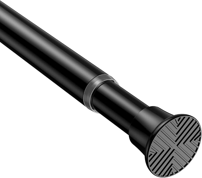Black Shower Curtain Rod 24 to 46 Inches Adjustable, 1 Inch Diameter Heavy Duty Tension Curtain Rods No Drill, Rust-Resistant Tension Rod for Bathroom, 1 Pack (Black, 24"-46"-1P)