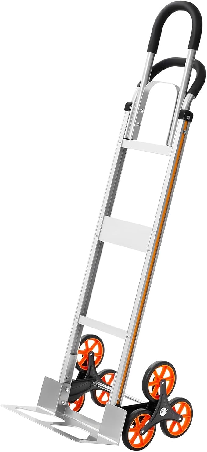 VEVOR 2 in 1 Aluminum Hand Truck 650 lbs, Convertible Hand Truck with 6 Wheels & Dual Handles, Integrated Frame Multipurpose Stair Climber for Home Shopping Moving Warehouse