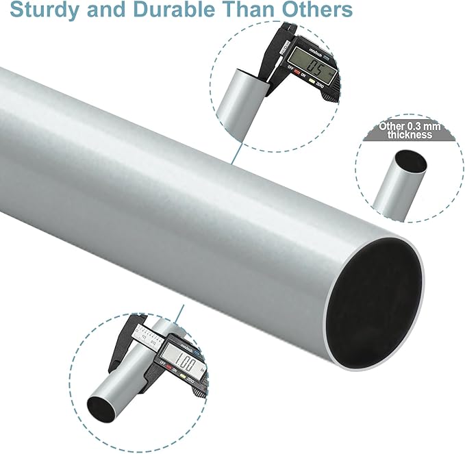 Byondeth Curtain Rods for Windows 16 to 88 Inches Adjustable Length 1 Inch Diameter Window Curtain Rod with Aluminium End Cap, Silver Gray