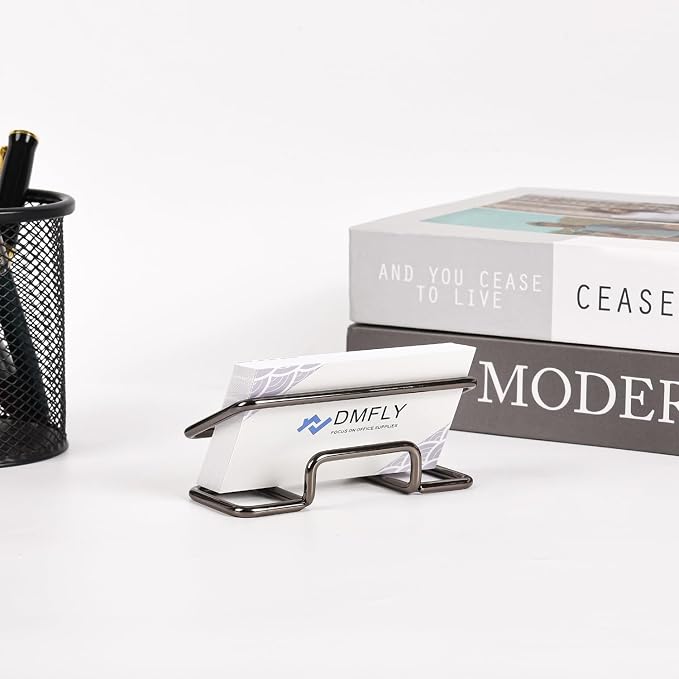 Metal Business Card Holder for Desk, Cute Card Display Stand, Compatible with Various Countertops, Black