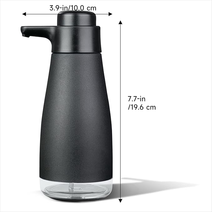 AIKE 15oz Liquid Soap Dispenser for Dish and Hand Soap Matte Black | Easy Push Durable Pump, No-Slip Base with Clear Liquid Window, Easy Refill Wide Opening, for Kitchen Sink and Bathroom