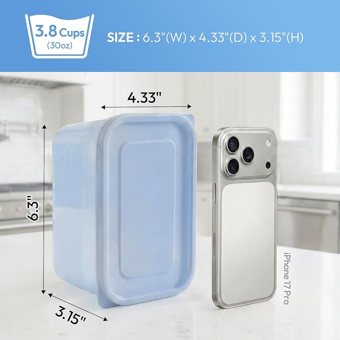 carrotez Flexible Freezer Storage Containers with lids, 2Pack 3.8cup Blue