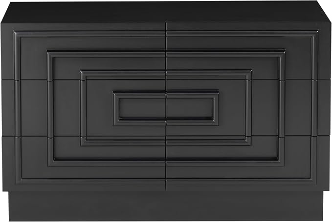 Aoikax Modern 6-Drawer Dresser, Sculptural Mid-Century Drawer of Chest with Geometric Square Pattern, Contemporary Accent Dresser for Bedroom, Living Room, Black