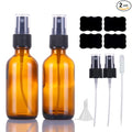 LUFEVRM 2oz Amber Glass Spray Bottles,Empty Small Perfume Travel Refillable Reusable Fine Mister Spray Bottle for Hair,Cleaning Solutions,Aromatherapy and Essential Oil with Extra Nozzle(2 Pack)