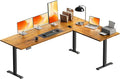 OffiGo 71 Inch Reversible L Shaped Electric Standing Desk, Rustic Brown | Large Corner Height Adjustable Stand Up Desk, 3 Memory Presets, Sit Stand Table, Reinforced Frame for Home Office Workstation