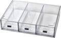 Desk Drawer Organizer, Stackable Plastic Storage Drawer, Grocery Organizer For Stationery/Office Supplies (New Clear, 3 Compartment)