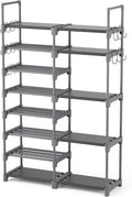 ROJASOP Shoe Rack, Shoe Storage Organizer for Closet Entryway Garage Bedroom, 8 Tier Tall Metal Shoe Shelf for 26-32 Pairs Boots & Shoes, Adjustable Shoe Stand for Small Space