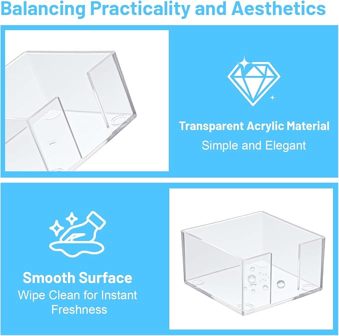 Sticky Note Holder, 3 X 3 Inch, Acrylic Clear | Crystal Clear, Desk Accessories, Post Note Pad Holders, For Office Home
