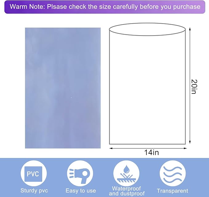 Shrink Wrap Bags, 100Pcs 14x 20 Inches Clear PVC Heat Seal Bags Film for Packagaing Gift Basket,Shoes,Jars,Large handicrafts, gift,cookie trays and Homemade DIY Projects