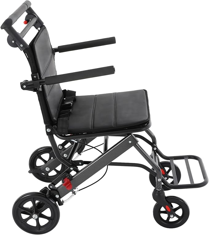 Lightweight Transport Wheelchair, Lift Transfer Chair, Portable Traveling Wheelchair, Portable Foldable Trolley for Solve The Mobility Problems