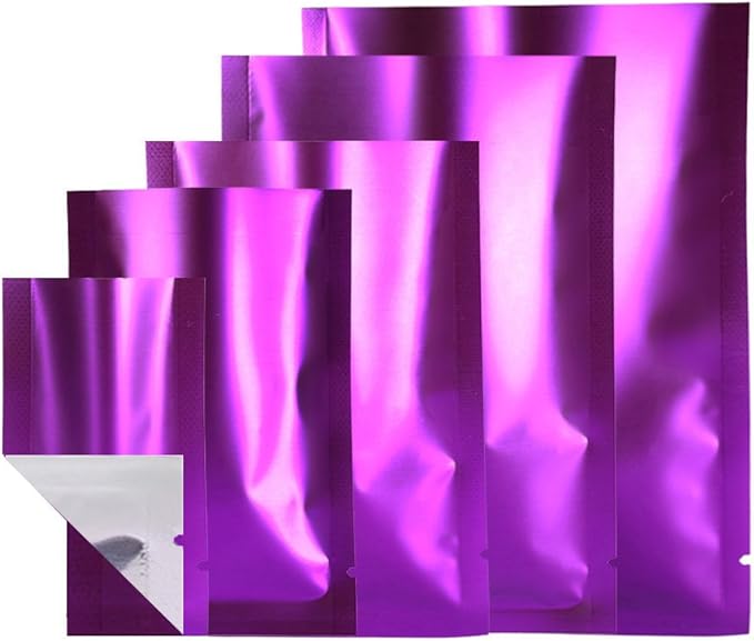 100PCS Customized Mylar Heat Seal Bags,Open Top Clear Packaging Bag with Tear Notch, Single-Side Printing for Logo/Text/QR Code (Purple, 7 * 10CM/2.8"*3.9"-100PCS-One Color Print)
