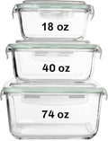 Razab 6 PC Square Glass Food Storage Containers with Airtight lids (74, 40 & 18 oz) Kitchen Glass Meal Prep Containers Set for Freezer Reusable Leftover Lunch Boxes, Oven, Microwave, Dishwasher Safe