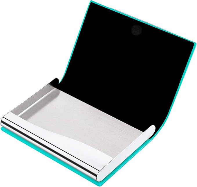 Padike Business Card Holder, Business Card Case Professional PU Leather & Stainless Steel Multi Card Case,Business Card Holder Wallet Credit card ID Case/Holder For Men & Women. (U-Light green)