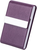 Business Card Holder with Ultra Slim Design,Business Card Case with Premium PU Leather, Suit Pocket Metal Card Holder for Women/Men,Professional Name Card Holder with Magnetic Shut (Purple)