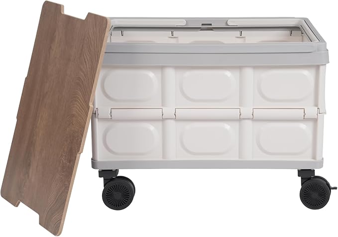 Collapsible Storage Carts, Movable Utility Cart, Camping Storage Bins, Multi-Functional Storage Trolley w/Wheels, Storage Handcart for Kitchen/Bedroom/Office for Books/Toy/Tools (Grey)
