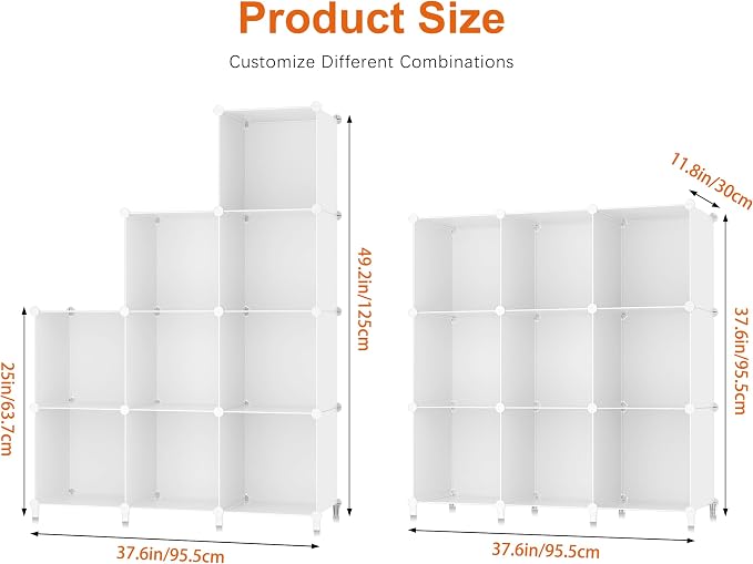 HOMIDEC Closet Organizers and Storage, 9 Cube Storage Organizer, White | Portable Closet Organizer System, Storage Cubes Shelves, for Bedroom, Kids Room, Bathroom, Wardrobe