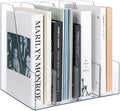 LALOBLUE Vertical Magazine File Holder, Clear, 4 Pack | Plastic, Holds Magazines, Binders, Notebooks, Envelopes, Desk Organizer and Storage Bins