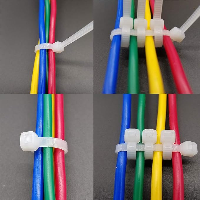 Superun Clear Zip Ties 8 Inch 50 Lbs White Cable Ties 100 Pack | Self-locking,Width 0.18",Max Bundle Diameter 2.0",Industrial Grade,fireproof,Heavy duty,For indoor and outdoor