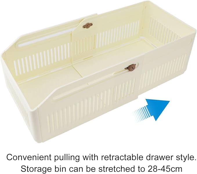 AYNEFY Retractable Storage Bin,Expandable Stackable Closet Pantry Organization Box Kitchen Fridge Drawer Container Foldable Storage Basket for Clothes Toys Books Snack Shoes