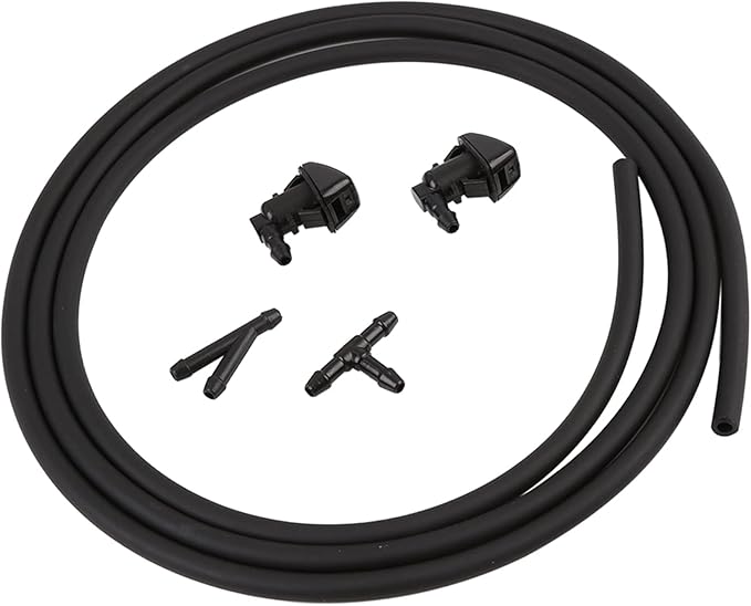 Front Windshield Window Washer Nozzle 8S4Z17603AA with 2 Connector 1 Hose Wiper Nozzle Spray Jet for Ford Focus 2008-2011 Set
