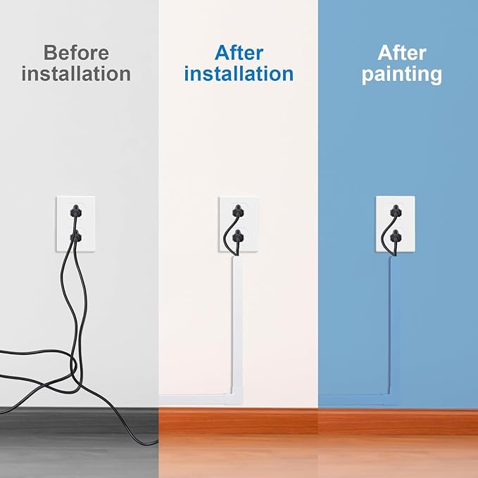 Cord Hider, 87in Cable Hider, Cord Covers for Wires on Wall, Paintable Cable Cover Raceway, Wire Hiders for TV on Wall, Cord Concealer, Cord Cable Management, 6X L14.5 W0.96 H0.58in, White
