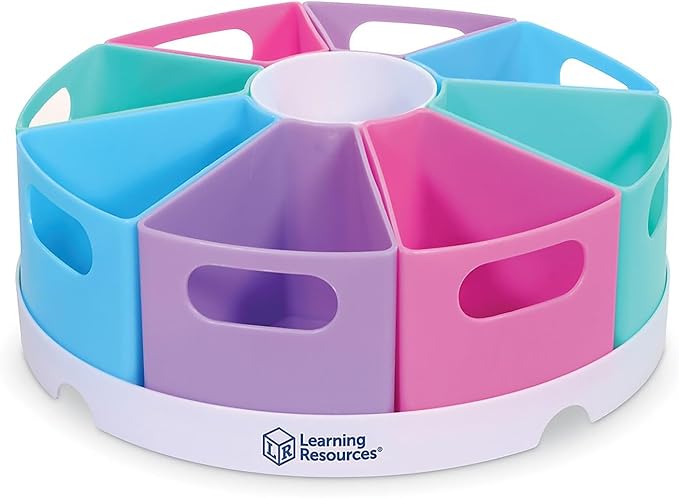 Learning Resources Create-a-Space Storage Center, Pastel | Rotating Caddy Organizer for Kids, Art Supply Organizers for Markers, Pens and Pencils, Classroom Table Caddy for Teachers