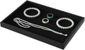Julysky Jewelry Organizer Trays for Drawer,Jewelry Display Organizer Case for Women,Bracelet Necklace and Ring Display Stand for Selling,Velvet Jewelry Storage Display (Black, Empty Plate)