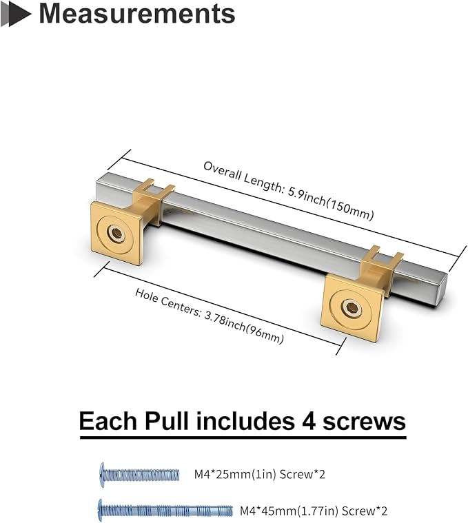 10 Pack 3-3/4 Inch Cabinet Pulls Brushed Nickel and Gold Cabinet Handles, Silver and Gold Dresser Drawer Pulls Brushed Nickel Kitchen Hardware