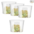 Reusable Silicone Food Storage Bags Quart 4 Pack, Stand Up Ziplock Reusable Freezer Sandwich Bag Containers for Food Travel, Freezer Microwave Oven Dishwasher Safe, Translucent, 33.8fl.oz