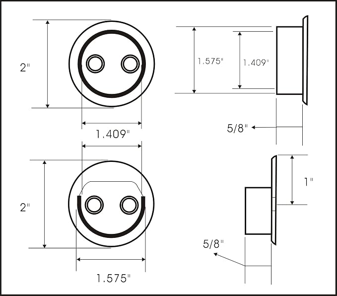 QCAA Heavy Duty Solid Metal Closet Rod Socket Set, 1-3/8'', Satin Nickel, 1 Pair, Made In Taiwan