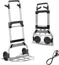 Teprovo Folding Hand Truck Dolly Cart,340LB Capacity Portable Aluminum Dolly Cart with Telescoping Handle and 7 Inch Rubber Wheels for Moving,Shopping,Travel,Office Use