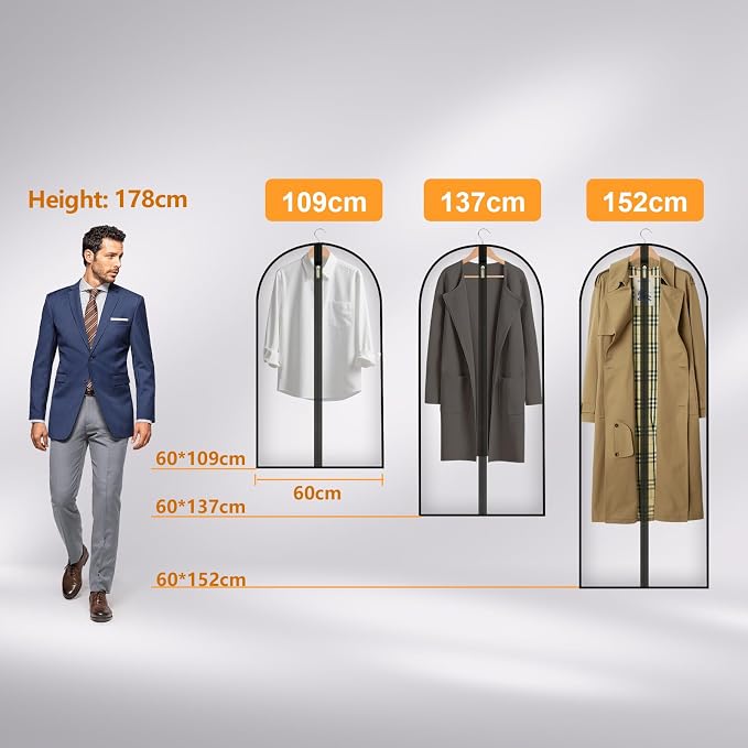 Travel Garment Suit Bag for Hanging Clothes, Suit bags for Closet Storage with Pockets Gusseted Garment bag for Men Suits Shirts Tuxedos Dresses, Suit Cover Bags With Handles and Zipper 43" 2 pack