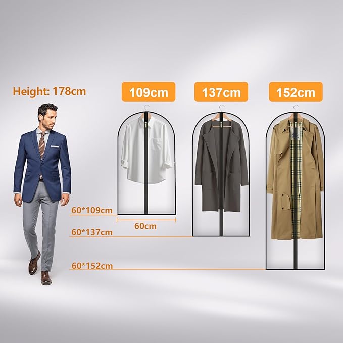 Travel Garment Suit Bag for Hanging Clothes, Suit bags for Closet Storage with Pockets Gusseted Garment bag for Men Suits Shirts Tuxedos Dresses, Suit Cover Bags With Handles and Zipper 54" 2 pack