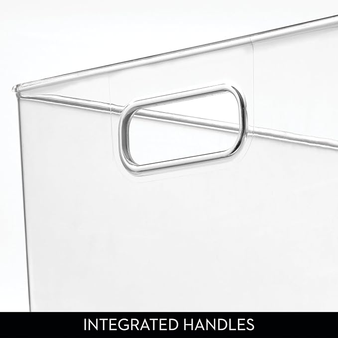 iDesign Storage Bins with Handles - Organize Kitchen, Bathroom, or Home Office - Set of 8 - Clear