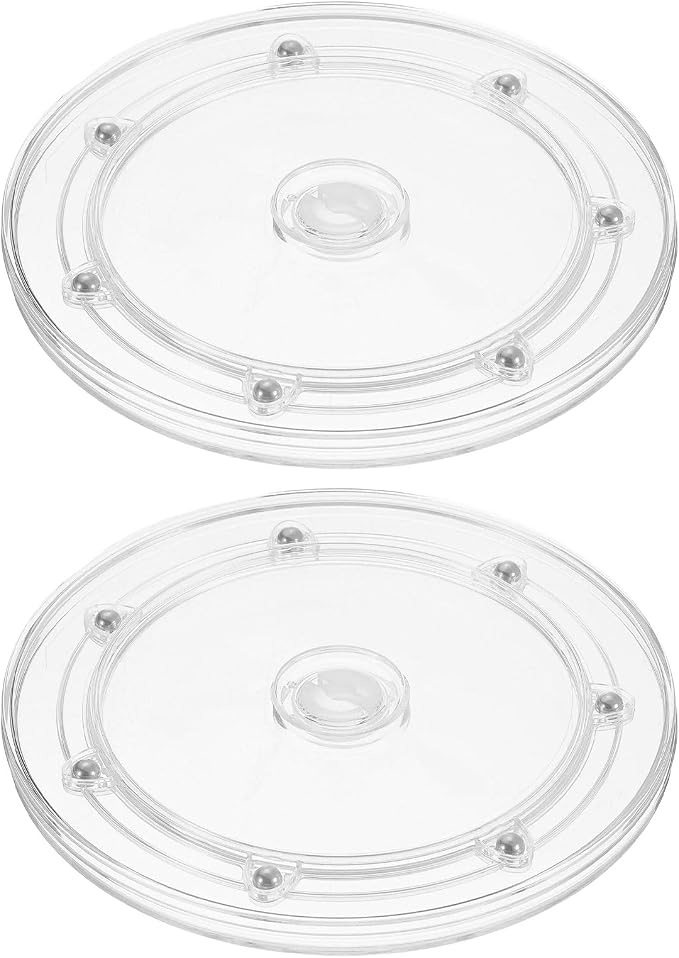 uxcell 2Pcs Acrylic Lazy Susan Turntable, 6.5 Inch Clear Turntable Organizer Ball Bearing 360 Degree Rotating Tray for Spice Rack Table Cake Kitchen Pantry Decorating Bathrooms