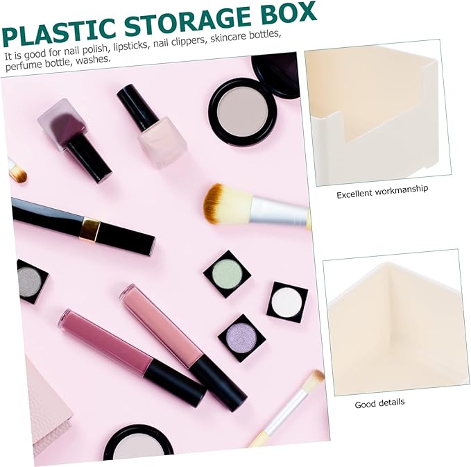 Housoutil 2pcs Stacking Storage Bins Storage Organizer for Cosmetics Office Home Stylish Design