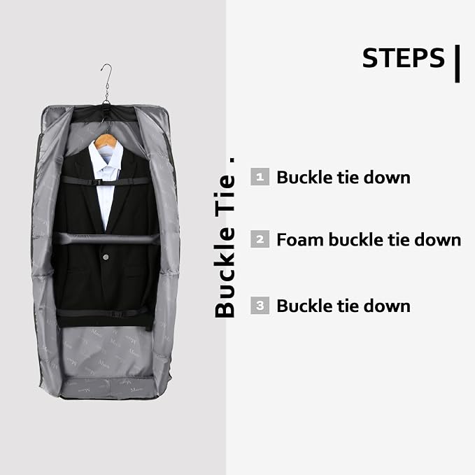 MATEIN Suit Garment Bag for Travel, Large Garment Bags for Hanging Clothes | Foldable Suit Carrier, Premium, 2 in 1 Hanging Suitcase Luggage, For Business, Shoulder Strap, Black Brown