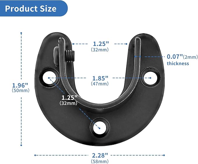 Rise age Stainless Steel Closet Rod Bracket, 1-1/4 Inch Diameter Closet Rod Holder 2 Pcs, Heavy Duty Curtain Rod Holder, Black Closet Rod Support with Screws | Heavy Duty, Stainless Steel, Easy Installation, Pole Holder, Rod Support Bracket, Curtain Ro...