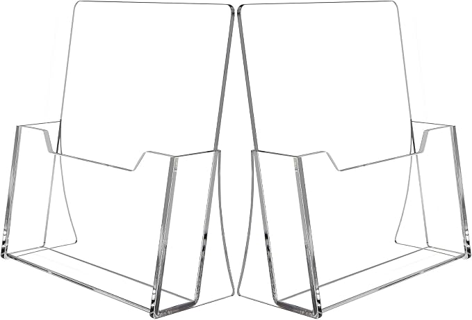 Acrylic Brochure Holder 8.5 x 11 inch 2 Pack, Clear Flyer Holder Plastic Stands for Displaying Pamphlets, Magazines, Literature, Brochures, Booklets, Menu, Desk Holder, Countertop Organizer | Clear Plastic, Displaying Pamphlets, Magazines, Literature, ...