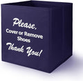 Opret Large Shoe Cover Box Blue, Real Estate Agent Supplies, Disposable Shoe Cover Dispenser Box for Open House, Please Cover or Remove Shoes, Foldable Storage Bin for Bootie