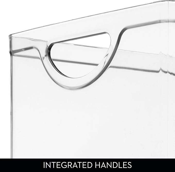 iDesign Pantry Storage Bins with Handles, Set of 2, Clear | Organizer Bins, For Cabinets or Fridge