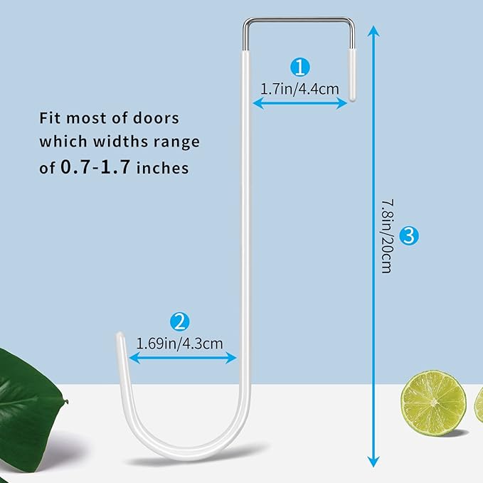 FYY Over the Door Hooks, Single-Hanger 4 Pack, Fits Doors 1.6" White | Heavy Duty Metal, Hold 20lbs, Rubber-Coated, No-Drilling, for Bathroom Dorm, Hanging Towels Clothes Hats Bags Coats Wreaths
