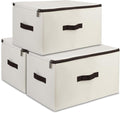 3 Pack, Rigid Office Documents Files Lidded Storage Bins with Carry Handles | Collapsible design, 3-side zipper open, sturdy boards inside, durable, long lifespan, washable, versatile use in office, home