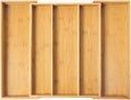 FUSHITON Expandable Bamboo Drawer Organizer, Adjustable Utensil Tray for Knives and Cutlery, Natural Wood Silverware Organizer for Kitchen, Bathroom