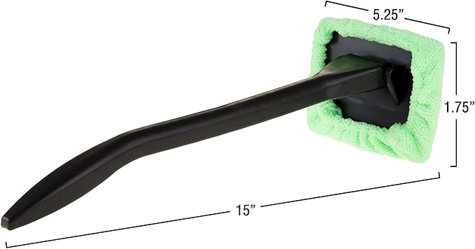 Windshield and Window Cleaner - Machine-Washable Microfiber Cloth Tool on Handle with Pivoting Head for Cleaning Car and RV Glass by Stalwart (Green)