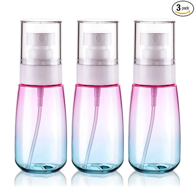 Cosywell Fine Mist Spray Bottles TSA Approved 2oz 60ml 3 Pack Leak Proof Travel Spray Bottle Empty Small Spray Bottles for Perfume Essential Oils Toners Rose Water Cosmetics (3Gradient Pink Blue)