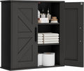 Homleke Bathroom Wall Cabinet, Medicine Cabinet with Adjustable Shelves | 3-Tier Wall Mounted Over Toilet Storage with Barn Doors, for Bathroom, Kitchen, Entryway, Laundry Room, Black, (7.9" D)